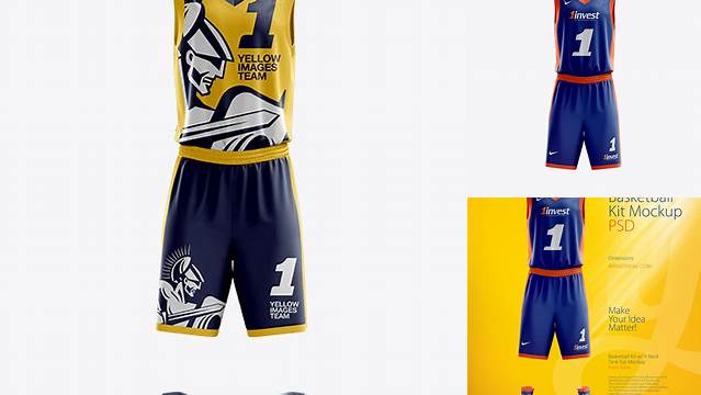 9204+ Basketball Kit with V-Neck Tank Top PSD Mockup / Front View Digital Resource Free Download