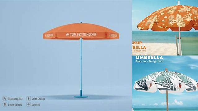 9205+ Beach Umbrella Mockup Free PSD