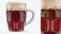 9205+ Britannia Glass With Red Ale PSD Mockup High-End Photoshop Mockup