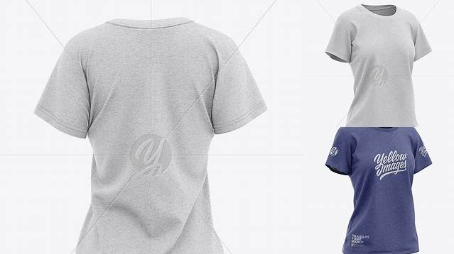 9210+ Women's Heather Relaxed Fit T-shirt PSD Mockup Front Half-Side View Layered PSD File Free Download