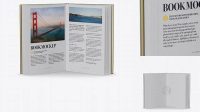 9212+ Opened Book with Metallic Cover PSD Mockup Front View High-Angle Shot Professional Quality PSD Freebie