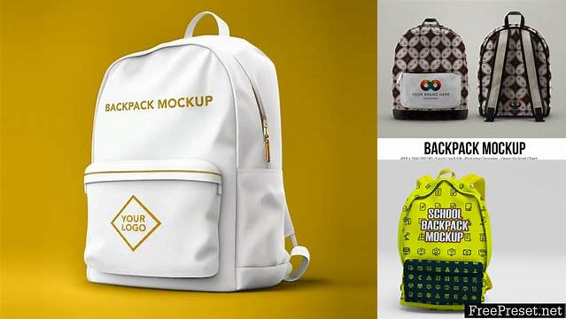 9222+ Backpack PSD Mockup Back View Customizable PSD Templates