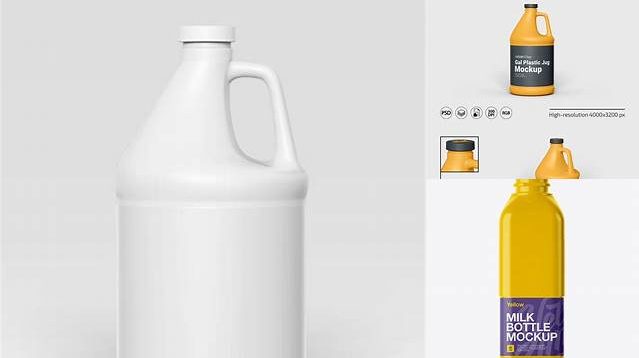 9223+ Glossy Plastic Jug PSD Mockup Side View Download Premium PSD Resource