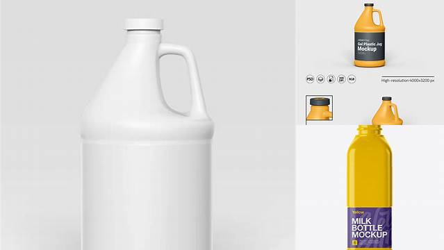 9223+ Glossy Plastic Jug PSD Mockup Side View Download Premium PSD Resource