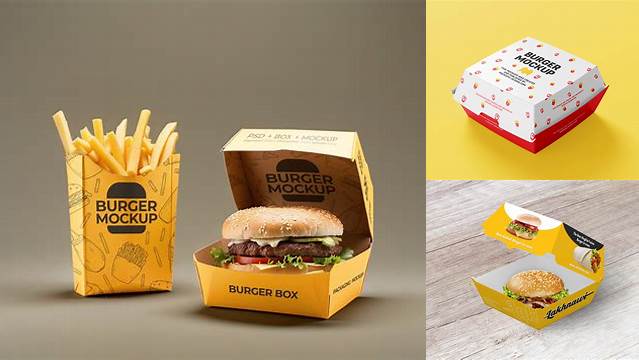 9225+ Two Paper Burger Boxes PSD Mockup Half Side View Smart Design Template Free