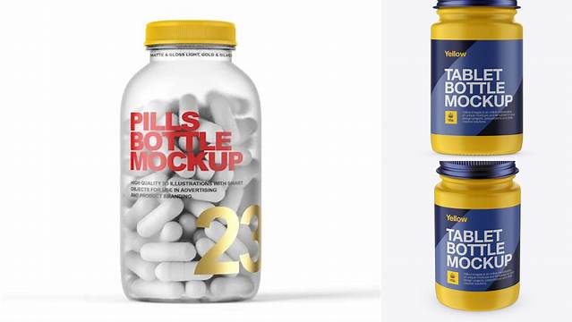 9230+ Matte Pills Bottle With Metal Cap PSD Mockup High-Quality Design Free PSD