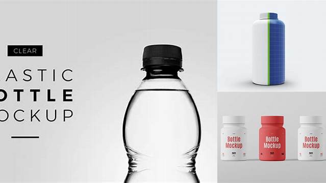 9233+ Plastic Bottle PSD Mockup Front View Exclusive Free PSD Mockups