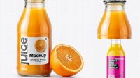 9234+ Clear Glass Orange Drink Bottle PSD Mockup Digital Download