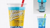 9235+ Blue Raspberry Bubble Tea Cup PSD Mockup Download Free Premium Design PSD