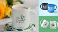 9235+ Two Glossy Mugs PSD Mockup Free Photoshop Mockup Design