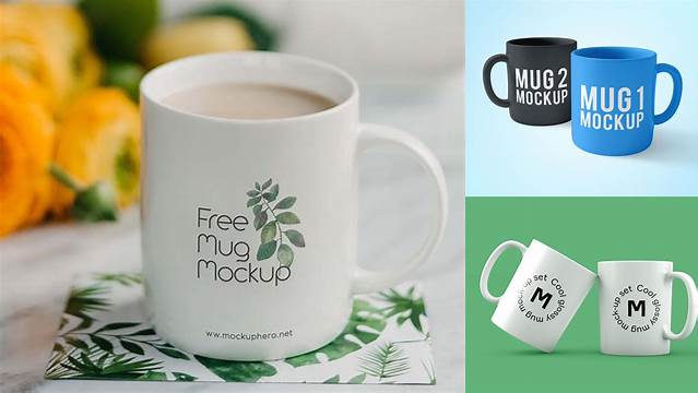 9235+ Two Glossy Mugs PSD Mockup Free Photoshop Mockup Design