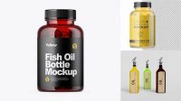 9236+ Clear Bottle with Fish Oil PSD Mockup Unique and Editable PSD