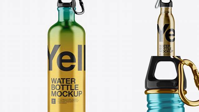 9236+ Steel Sport Bottle With Carabiner PSD Mockup Easy-to-Use PSD Template