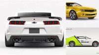 9237+ Chevrolet Camaro PSD Mockup Back view Professional Graphic PSD Download