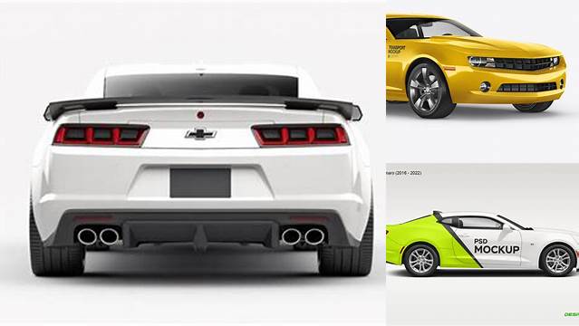 9237+ Chevrolet Camaro PSD Mockup Back view Professional Graphic PSD Download