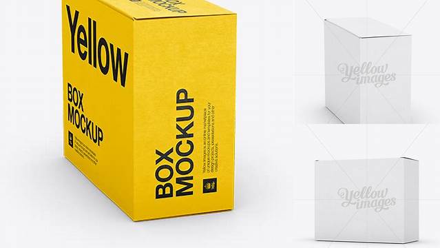 9237+ Small White Cardboard Box PSD Mockup 70° Angle Front View Eye-Level Shot Smart Layer Mockup Free