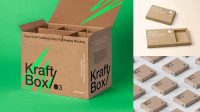 9238+ Three Kraft Paper Boxes PSD Mockup Free Graphic Design Resource