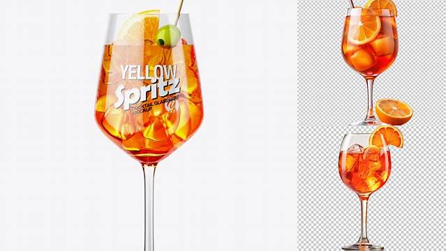 9241+ Spritz Cocktail Glass PSD Mockup Elegant High-Resolution Design File