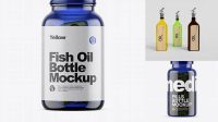 9242+ Blue Glass Fish Oil Bottle PSD Mockup Creative High-Resolution PSD Freebie