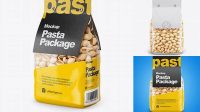 9242+ Conchiglie Pasta with Paper Label PSD Mockup Half Side View Custom Design Freebie PSD