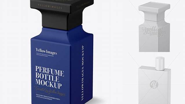 9248+ Matte Perfume Bottle PSD Mockup Half Side View High-Angle Shot Download Exclusive PSD Mockups