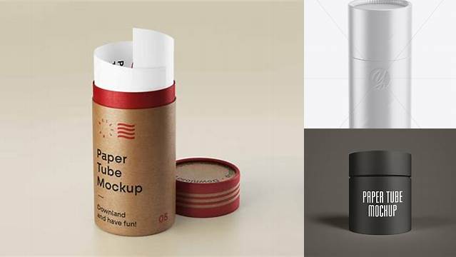 925+ Opened Glossy Paper Tube PSD Mockup High-Angle Shot Exclusive PSD Design Freebie