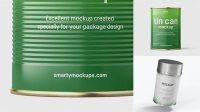 9253+ Glossy Round Tin Can PSD Mockup High-Angle Shot Versatile Photoshop File