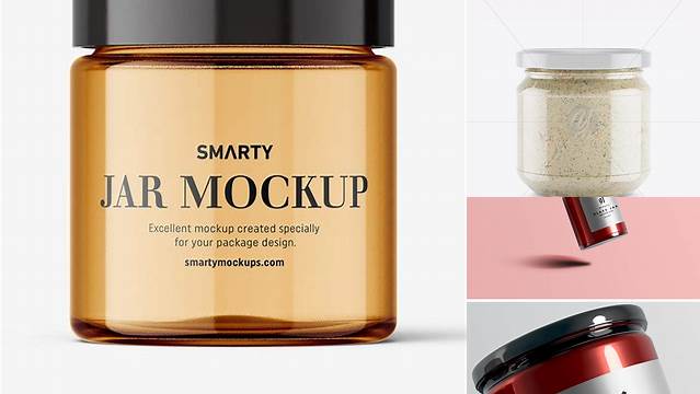 9257+ Glass Jar With Räuber Spread PSD Mockup Free Mockup PSD Template