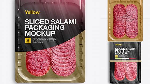 9257+ Vacuum Tray with Sliced Winter Salami Mock-up Editable Photoshop Free Mockup