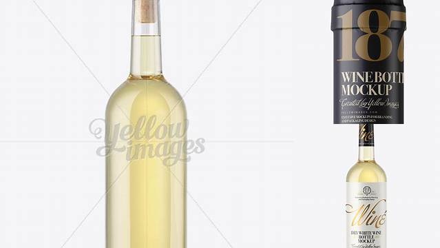 9258+ Clear Glass White Wine Bottle with Cork PSD Mockup Creative Design Mockup