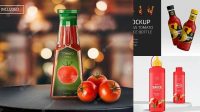 9258+ Plastic Bottle with Tomato Sauce PSD Mockup Versatile and Elegant PSD File