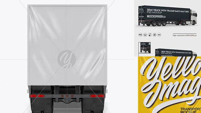 9259+ Electric Semi-Trailer PSD Mockup Back View Elegant Photoshop Mockup