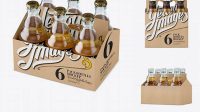 9260+ Kraft Paper 6 Pack Beer Bottle Carrier PSD Mockup Halfside View High-Angle Shot Professional Quality PSD Freebie