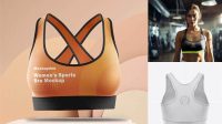 9262+ Women`s Sports Bra PSD Mockup Back view Professional Photoshop Design Freebie