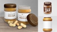 9268+ Clear Glass Jar with Peanut Butter PSD Mockup High-Angle Shot High-Quality Creative PSD