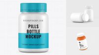 9272+ Blue Pill Bottle PSD Mockup Front View Exclusive Free Photoshop Asset