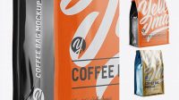 9275+ Glossy Coffee Bag with a Tin-Tie PSD Mockup Halfside View Smart Layer Mockup Free