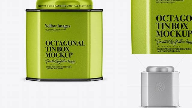 9277+ Metallic Octagonal Tin Box PSD Mockup High-Resolution Editable PSD