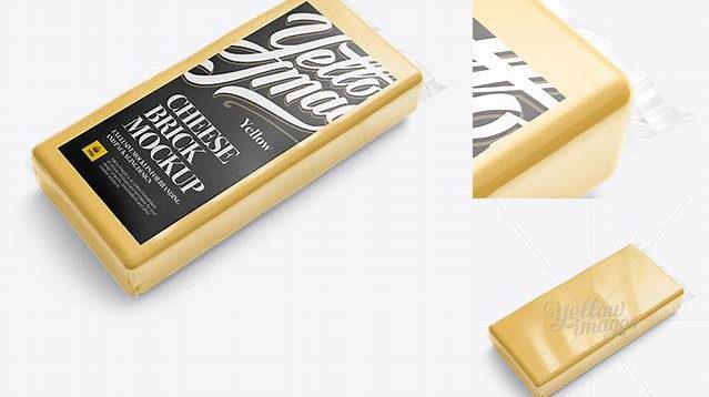 9278+ Cheese Brick PSD Mockup Halfside View High-Angle Shot Professional PSD Mockup