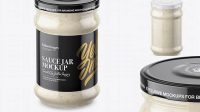 928+ Clear Glass Jar with Horseradish PSD Mockup High-Angle Shot Layered PSD for Easy Editing