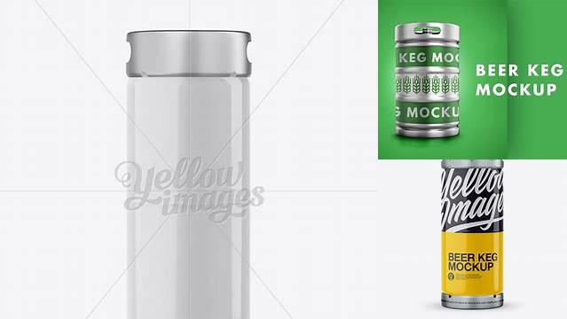 9280+ 20L Glossy Beer Keg PSD Mockup Front View Eye-Level Shot Custom PSD Mockup Template