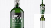 9280+ Green Glass Alcohol Bottle PSD Mockup High-Resolution Graphic