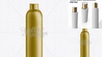 9282+ Gold Plastic Cosmetic Bottle with Cap 300 ml Free Premium Photoshop Template Download