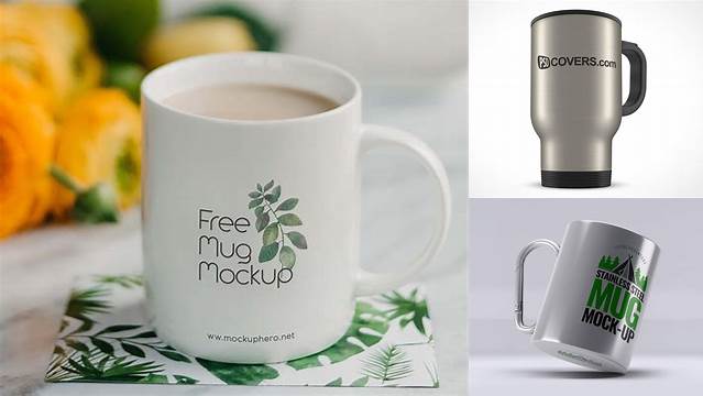 9287+ Textured Metal Mug PSD Mockup Versatile and Elegant PSD File