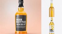 9289+ Clear Glass Bottle With Lager Beer PSD Mockup Smart Design Template Free