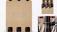 929+ Kraft Paper 6 Pack Amber Bottle Carrier PSD Mockup Halfside View High-Angle Shot Download Now Free PSD Template