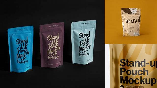 929+ Metallic Stand-Up Pouch PSD Mockup Smart Object-Based PSD Template Free