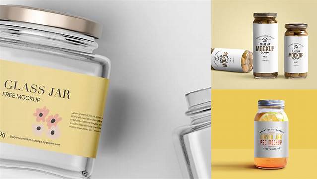 9295+ Glass Jar with Label PSD Mockup Free Photoshop Mockup Design