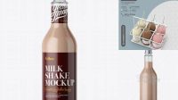 9297+ 500ml Clear Glass Bottle with Milk Shake PSD Mockup High-End PSD Download