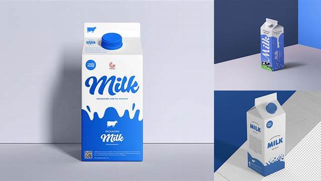 930+ 200ml Milk Carton Package PSD Mockup High-Quality Design Free PSD